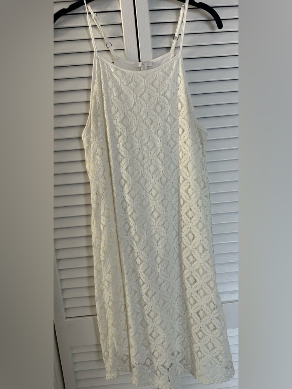 C Cream Lace Mini Slip Dress